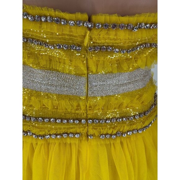 Naeem Khan Gown Yellow Tulle Crystal Halter US 10 – Runway Spring 2018 - Picture 12 of 15